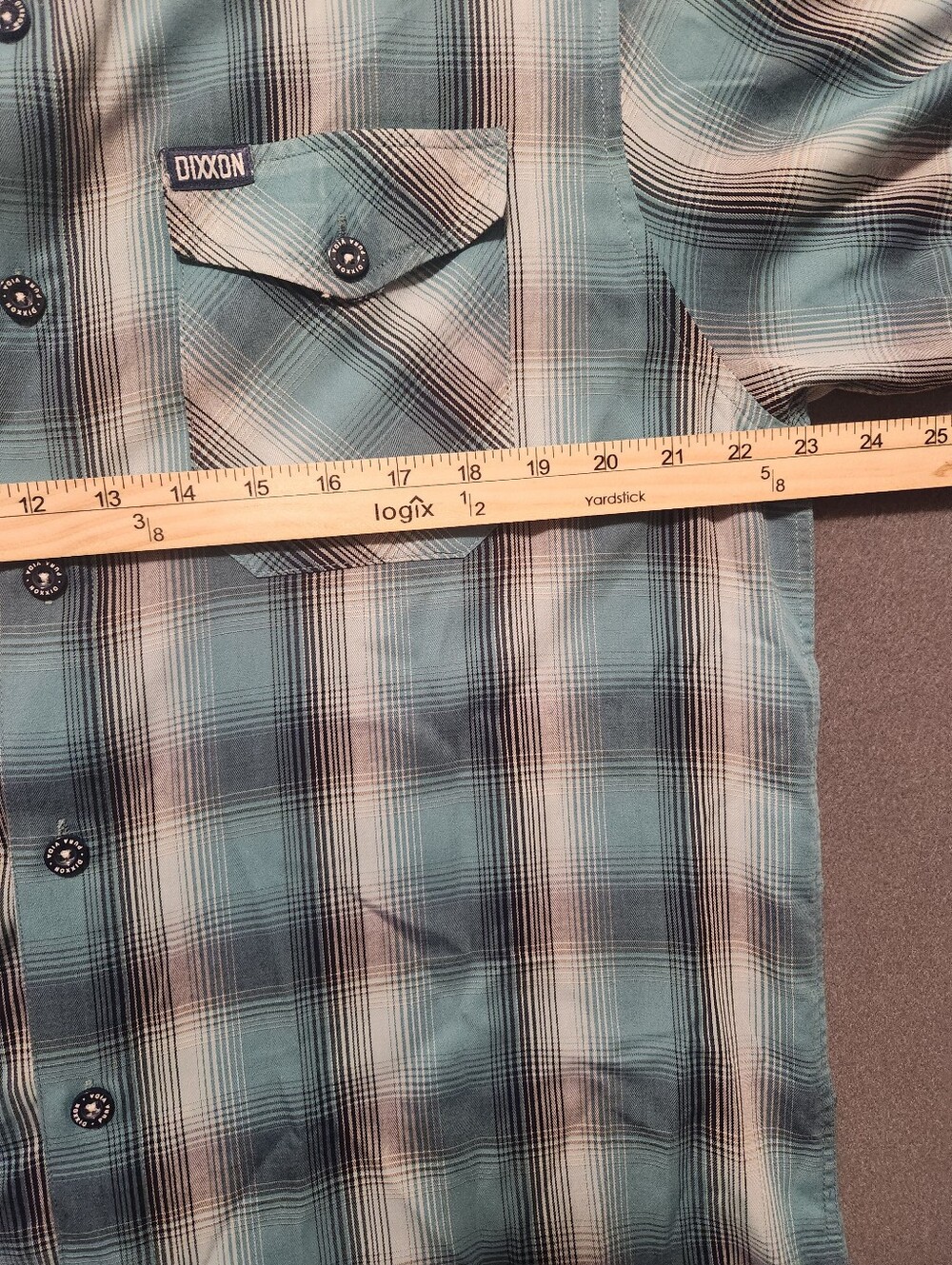 Dixxon Flannel Co Button Down Shirt Mens Medium Blue Marlin Plaid D-Lux Bamboo - Picture 5 of 9